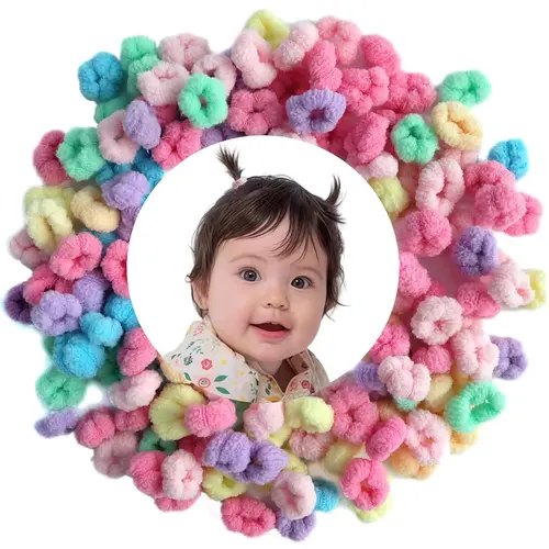 WDGROW Mini Elastic Hair Ties Kit - Bloom Tiny No-Damage No-Crease Thin Soft Band Set Hairbands & Scrunchies, 120pcs Accessory for Little Girls' Fine Hair Ponytail Holders, Elastic Hair Accessory