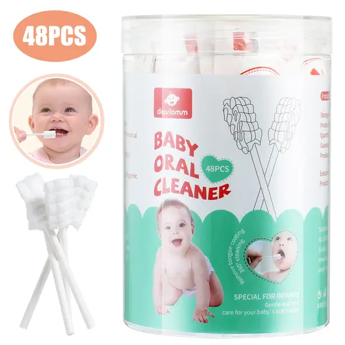 Dearlomum Baby Tongue Cleaner & Newborn Toothbrush Set Disposable Infant Oral Care - 48/96/144 pcs Gauze Gum Cleaner, Safe for 0-36 Month Babies, Disposable Newborn Baby Toothbrush for Oral Hygiene