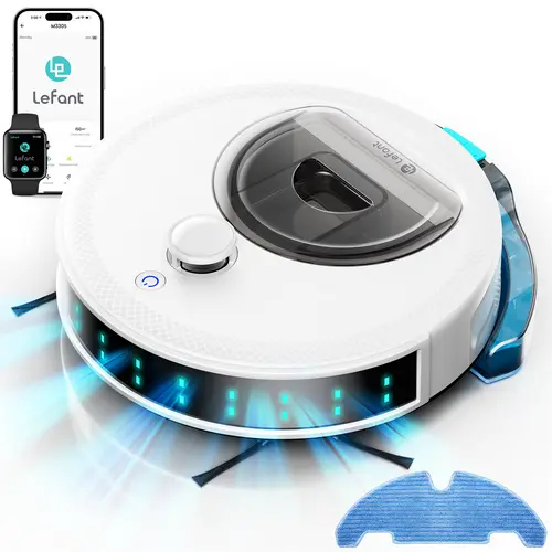Lefant M330S LiDAR Navigation Cordless Smart Robot Vacuum and Mop - 2600mAh Powerful Suction Home Cleaning Machine, 450ml Visible Dustbin, 190° PSD Obstacle Avoidance, Multi-Level Mapping, 3.74" Body, Hair-Free Port, for Hardwood Floors, Carpets, Pet Hair