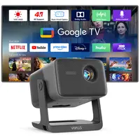 【1400 ANSI Google TV Smart Projector,Your Match Night Projector 】Supports 4K with WiFi and Bluetooth, VOPLLS Outdoor Projector with Dolby Audio & Auto Focus, Portable Movie Projector for Bedroom & Home