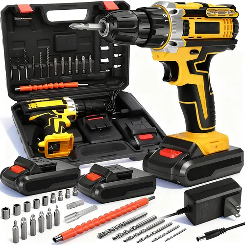 Upgrade Cordless Drill Tool Set  21V Electric Power Drill with 2.0AhLithium-ion Battery and Charger–USB/Type-C Rechargeable, Portable, All-in-One DIY & Home Toolbox Kit,Blackfriday,Christmas Gift