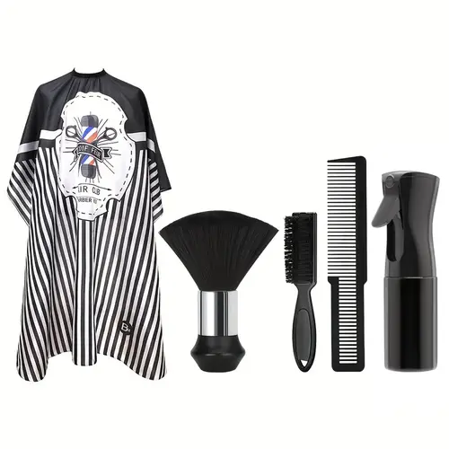 Folding Heatless Hair Styling Tools 5-Piece Kit - Hairdresser Accessories, Comb, Brush, Apron, Gentle Neck Sweep, Ideal for Curly Hair, Salon Use, Father’s Day Gift for Enthusiasts
