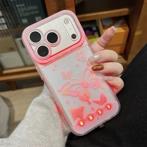 Vibrant LED Phone Case for iPhone 17/16/15/14/13/12/11 Plus Pro Max, Built-in LED Colorful Glowing Cell Phone Cover for Women, Incoming Call LED Flash Light-Up Case, Multiple Colors & Flash Modes, Shock-Absorbent with Raised Bezel