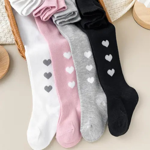 Women's Cute Heart Pattern Tight Pants 4 Pack, Soft Elastic Ribbed Cuffs, Elasticity, Lightweight, Casual Slim Fit, Spring & Fall Wear, Hand Wash Only, Leggings