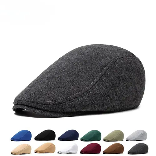 BIGWIG Men's Retro Cotton Flat Top Cap, Unisex Flat Top Sports Cap, Newsboy Cap, Gatsby Cap, Autumn/Winter Wool Plain Beret, Warm Front Cap, British Style Soft Top Newsboy Cap, Solid Color Hunting Cap, Driver's Cap, Flat Caps, Polyester Cap, Hats Clothes,