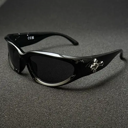Men's Fashion Glasses with Rhinestone Cross Decoration, PC Shatter-Resistant Lenses, Sporty Casual Street Style, Vintage Flat Top Sunglasses, Streetwear Sunglasses