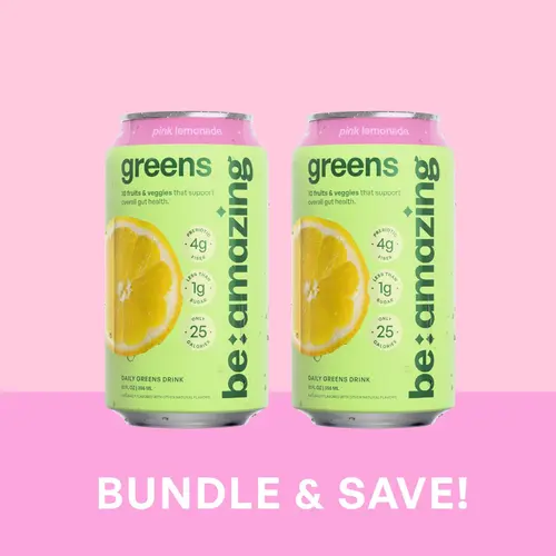 Be Amazing Pink Lemonade Fiber Duo Bundle, Vitamin-Fortified Fruit Juice Beverage, Fiber-Rich Drink for Fullness Daily Greens Mix