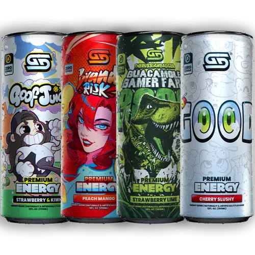 Gamer Supps Sugar Free GG Premium Energy Variety Pack 12 Cans - Moistcr1tikal's Goof Juice, Smii7y's Good, DARUSSIANBADGER's Guacamole Gamer Fart 9000
