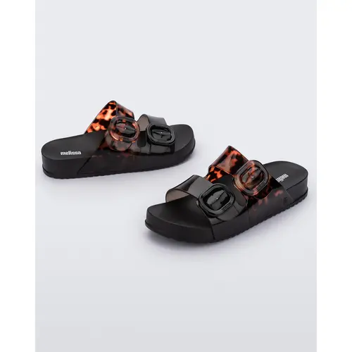 Melissa Women's Cozy Flat Sandals, PVC Slides with Adjustable Dual Buckle Straps and a Lightweight Lug Sole, Sandals For Women, Women Sandals