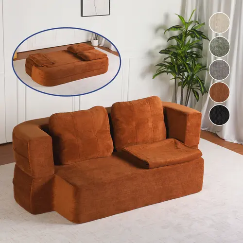 Folding Sofa Bed with a Blanket, Convertible Multi-Functional Sleeper Chair Couch Bed, 2 Throw Pillows with Back Support, Comfortable Floor Sofa for Adults and Kids,Boneless Couch, Loft Bed, Suitable for Living Room and Bedroom