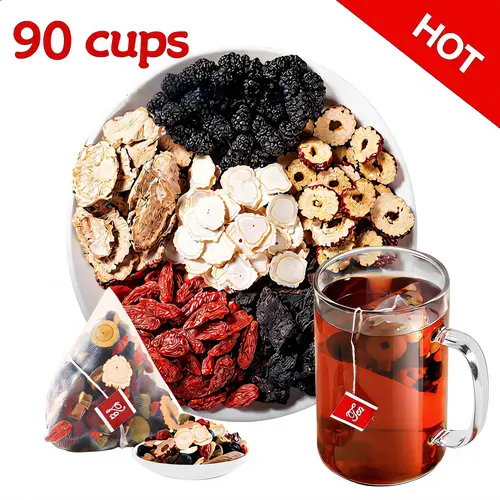 90 Teabags Traditional Kidney Tea, Premium Ginseng 8-Treasure Formula, Certified Organic Herbalist Formula Fruit & Herbal Tea, Healthy Traditional Drinks