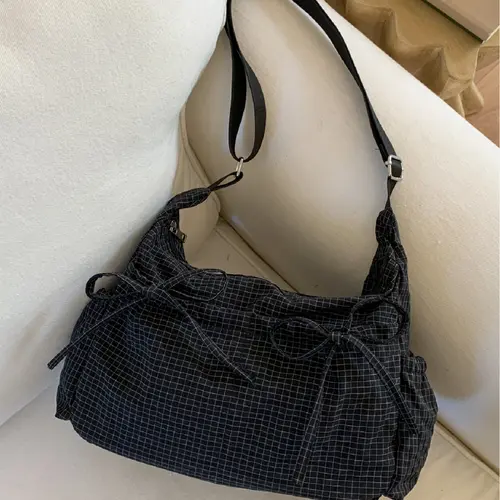 Casual versatile checkered striped pattern women's shoulder bag, large capacity, portable crossbody bag, adjustable shoulder strap, Crossbody Tote Bag, Casual crossbody bags, Casual Fashion Bag