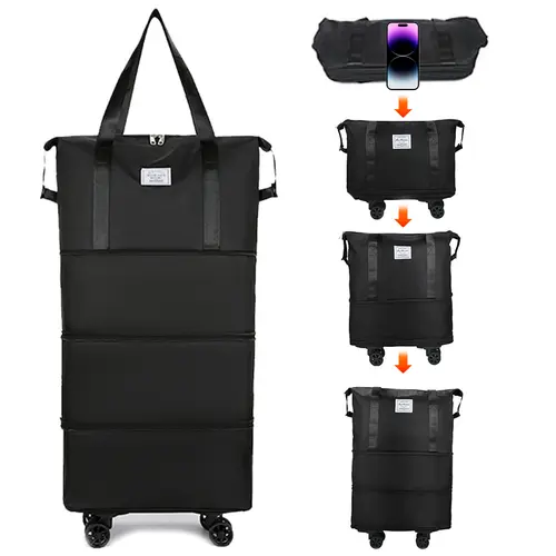 JZBWQY 3-Tier Expandable 80L Wheeled Duffel Bag - Lightweight Rolling Luggage, Foldable Multifunctional Luggage with Secure Zipper, Durable for Extended Travel, Moving
