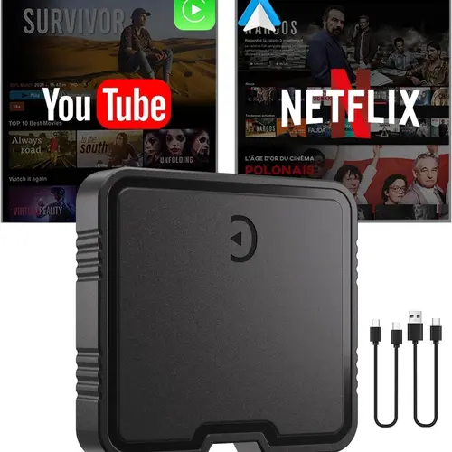 【HiEHA | TikTokShopBackToSchool】2026 Upgrade Wired-to-Wirefree CarPlay Adapter for Cars That Support Wired CarPlay, Car Accessories, Dual OS AI Box, Bluetooth 5.3, Fast Stable Link, Built-in Netflix & YouTube, TF Card Support