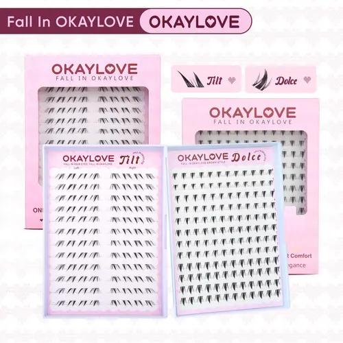 OKAYLOVE Cosmetic Invisible Band Bottom Lash Clusters, Lightweight Fairy DIY Eyelash Extensions with Softer Fibers & Stronger Hold, Natural Individual Lower Lashes (Dolce|Tilt DealsForYouDays)
