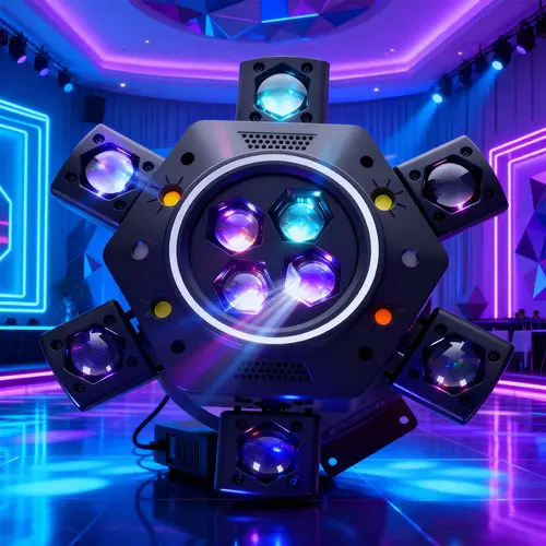 Father's Day Gift 6 Head Bee Eye LED Beam Moving Head Light With LED Strip,For DJ Performances and Disco Events