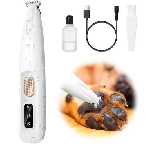 Dog Paw Trimmer with LED Light, Upgraded Paw Trimmer for Dogs, Waterproof Low Noise Pet Hair Shaver for Dogs Cats,Suitable for cats and dogs, pet accessories