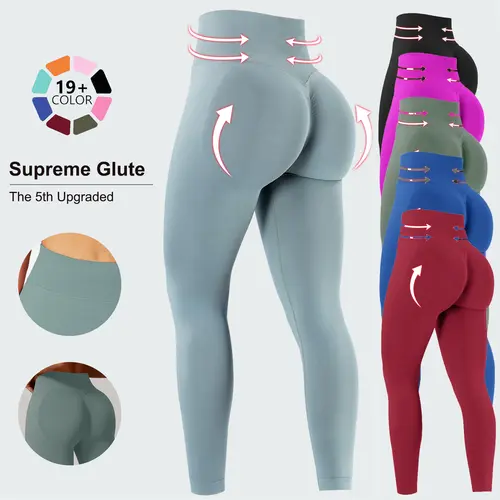 Women's High Waisted Leggings - Black Athletic Wear with Scrunch Butt Glute Lift, Tummy Control, High Stretch Fabric, Subtle Glute Contour, Seamless Smooth Fit, All Seasons Fitness Use