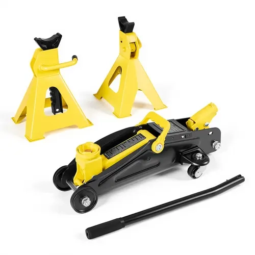 VEVOR Ergonomic 2-Ton Portable Car Jack with Stands (10.6-16.5in), Low Profile Steel Racing Jack, Single Piston Quick Lift Hydraulic Trolley, Automotive Maintenance Tools for Compact SUVs (5.1-12.2in Lift Range, Tire Change)