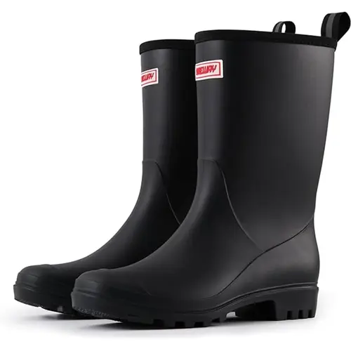 SUREWAY Women's Mid Calf Rain Boots, 8-Inch Matte Waterproof PVC Rubber Gardening Shoes, Comfortable & Lightweight for Outdoor Walking, Easy On/Off