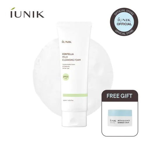 [IUNIK Official] Centella Mild Cleansing Foam | Salicylic Acid Deep Pore Cleanser for Sensitive & Oily Skin | pH-Balancing, Never Tight or Dry | 120ml / 4.05 fl oz | Korean Skincare