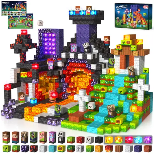150PCS Light-Up Magnetic Building Tiles, Halloween STEM Building Block Kit, Educational Creative Toy Set, Construction Toys for Kids Ages 3-10, Kidstoys, Creative Building Blocks,summerwins #backtoschool
