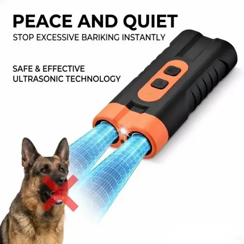 Rechargeable Ultrasonic Dog Bark Stopper - Compact Behavioral Correction Training Tool with Dual Emitters, 50-foot Barking Distance, Multi-Mode Security, Flashlight, Indoor & Park Use