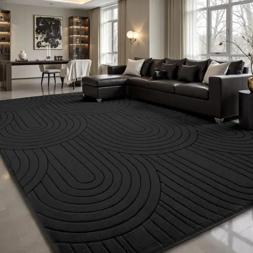 FAMVAL Luxury Fluffy Decorative Area Rug - Thick Super Soft Tree Ring Jacquard Stripes, Non-Slip Bottom, Indoor Modern Cozy Fluffy Furry House Decor Rug for Living Room, Bedroom (Back to School), Indoor Rug
