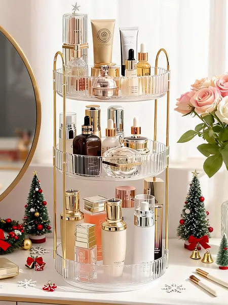【Dealsforyoudays-Gift for Her】Bepatio 2/3 Tier 360° Rotating Makeup Organizer – Space-Saving Acrylic Vanity & Bathroom Countertop Storage, Stackable Cosmetic Display Shelf for Skincare/Perfume/Jewelry, Perfect Gift Ideas for Women, Girls, Sisters, Moms