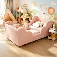 Lilypelle Toddler Bed Frame, Montessori Floor Bed with Extra Safety Guard, Standard Crib Size, Certified Fabric Kids Bed Frame summerwins
