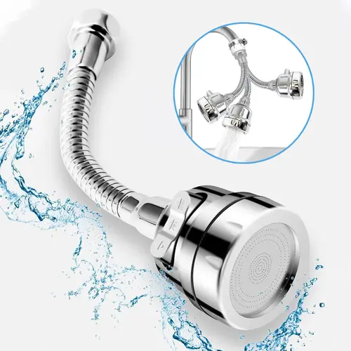 Kitchen Faucet Sprayer Attachment - 360° Faucet Extension, Anti-Splash Design, Water-Saving Stainless Steel Extender with Universal Adapter Set, Easy Installation, Adjustable Spray Head for Kitchen Sink Accessories, Sprayer Head, 360° Faucet Extension Kit