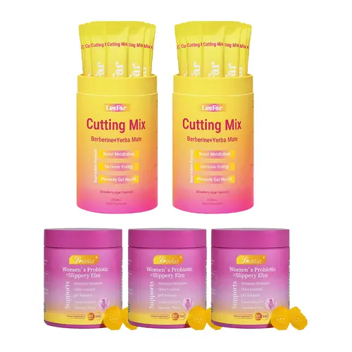 【LEEFAR Signature Bundle】Women's Probiotics+Slippery Elm 60 Pineapple Gummies & Cutting Drink Mix 30 Servings- Feminine pH Balance