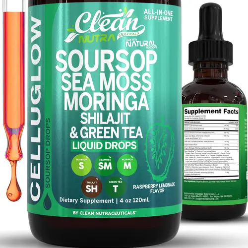 Clean Nutra Soursop, Sea Moss, Moringa, Shilajit and Green Tea for Cellular Health & Radiance Support - CelluGlow