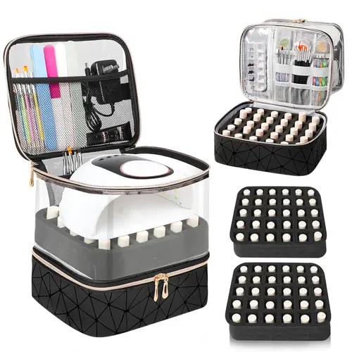 Transparent Clear Storage Nail Polish Box Holds 60 Bottles (15ML), Dual Layer Manicure Organizer, Makeup Organizer Box, Makeup Containers, Halloween Christmas Gift