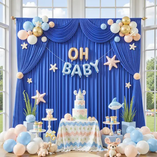 White Solid Polyester Backdrop Curtains (2-Piece Pack) - 5x10 ft Each, Wrinkle-Free Fabric, Fast Event Setup, Party Decor for Weddings, Baby Showers Ready, Custom Scene Mix, Indoor Photo Backdrops | Summer Sale, Indoor Backdrops