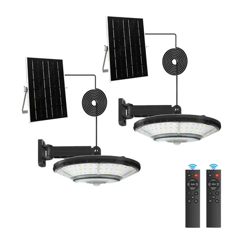 KUFUNG UFO Solar Shed Light 360° LED Pendant with Remote Motion Sensor Timer IP65 Waterproof for Outdoor Indoor Use 4400mAh Battery