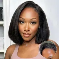 Celie Hair Natural Blowout Bob Kinky Straight Half Wig Flip Over Install Seamless Blends Hairline Wear Go Glueless Wig Human Hair Beginner Friendly #SummerVibes #WeeklyDeals