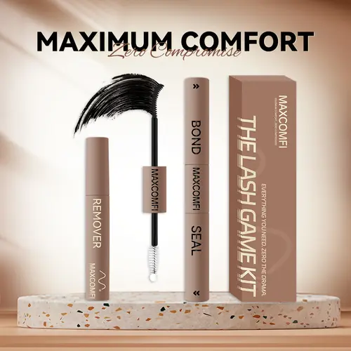Maxcomfi 3-IN-1 Liquid Lash Bond, Waterproof Seal & Makeup Remover Duo Set - Latex-Free, Sensitive-Safe Polyacrylic Ester Cosmetic Adhesive for Lash Clusters, Pool-Proof Long-Lasting Apply Securely False Eyelashes & Adhesives, Pool Activities,sunscreen