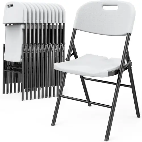Karlhome 4/6/10 Pack Heavy-Duty Foldable Chairs HDPE Plastic Seats with Steel Frame for Indoor Outdoor Dining Parties Weddings Schools 350lbs Capacity