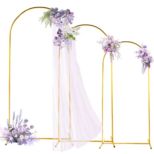 Golden Arch Kits, Adjustable & Portable Background Stand for Party Wedding Garden Balloon Decor Flowers Arches Gifts for Mother's Day (6FT+6.6FT+7.2FT）