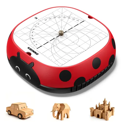 KIDINNO Safe Power Cardboard Cutter - Safe Blade, Low-Voltage Operation, Eco-Friendly Red & Black Upcycled STEM/STEAM Toy, Screen-Free Family Fun, 3mm Max Precise Cut, Warm Noise Reminder, Christmas/Halloween Gift Kids Love for DIY Engineering Projects