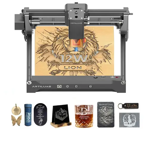 ARTILUME U1 Laser Engraving & Cutting Machine (U1-7W, 12W) - Calibrated Hardware Kit with CutLabX, Offline Mode, 0.01mm Precision, 150×200mm Work Area, Engraves Wood, Leather, Acrylic/Fabric, Ready to Use for DIY Projects, Beginners
