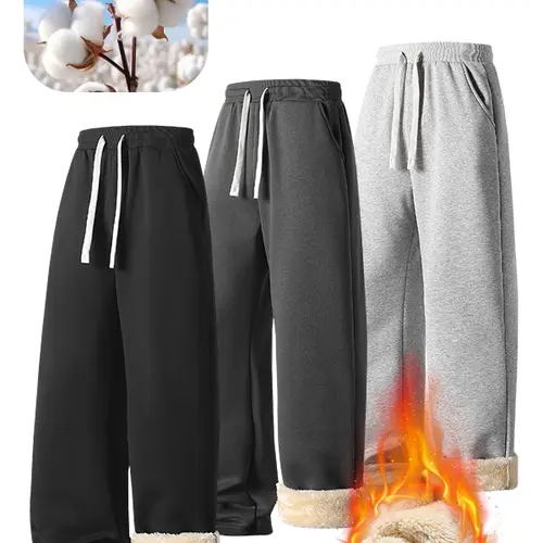 Women's  Fleece-Lined Sweatpants Super Warm Sherpa Lined Loose-Fit Casual Pants for Winter Daily Wear Fashion Vintage