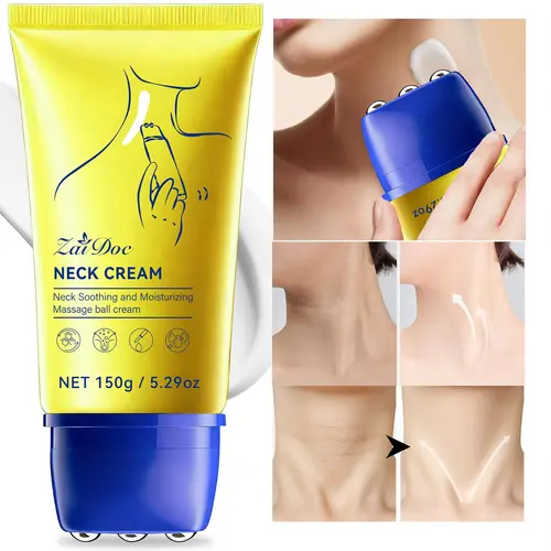 Zaidoc Neck Firming Cream 150g - Body Care, Hydrating Roller Massage Cream, Cruelty-Free, Wrinkle Treatment, Tightens & Smooths, Firms Skin, Repairs Crepey Skin, Deep Moisturizes, Fades Lines