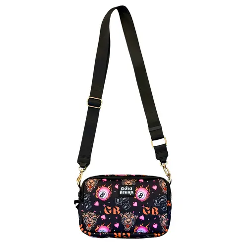 Gold Blush Bestie Bag – Soft Neoprene Crossbody with Key Leash & RFID Card Slots spacious design