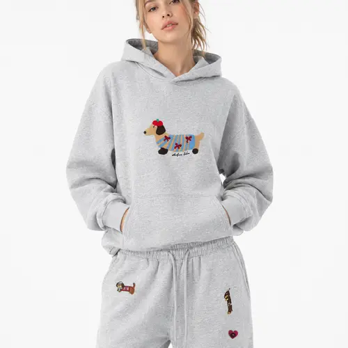 Aelfric Eden Women Embroidery Puppy Sweatpants Loose fitting Wide leg Pants Casual Y2K Streetwear Joggers