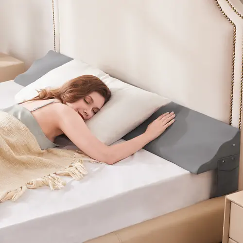 Bed Wedge Pillow for Headboard Gap,Gap filler, High-Density Foam with Breathable Cover, Enhanced Width 0-8", Side Storage Pockets. elegant bedding Supportive Bolster Adjustable Backrest