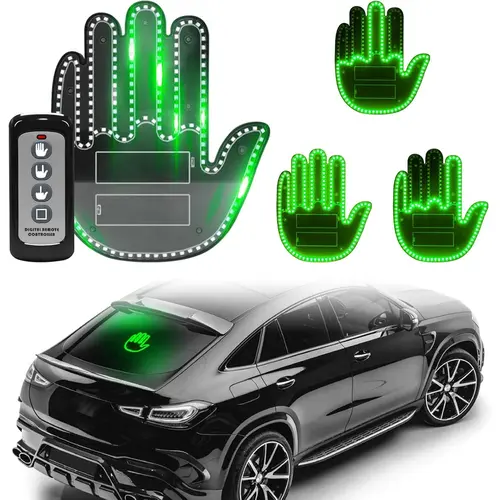 Gesture Light Strip Remote Control Green LED Finger Fun Car Window Marker Light Accessory 250LM High Brightness for Cars Trucks with PVC Housing and Double-Sided Adhesive
