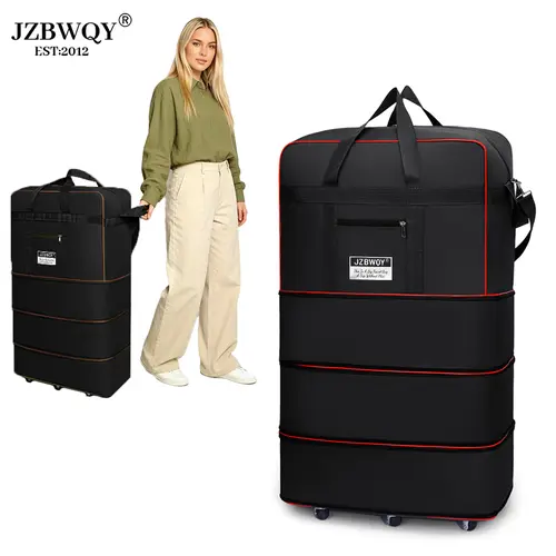 JZBWQY Expandable Wheeled Duffel Bag - 50-110L Lightweight Foldable Nylon Multifunctional Luggage with 3-Zip Zones, for Travel & Moving Trips, Rolling Duffel Bag, Multifunctional Travel Duffels Traveling Bag