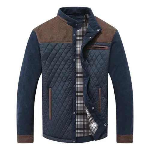【Order Size Up】 Zaitun  Men's Diamond Quilted Puffer Down Jacket Lightweight Casual Button Down Coats in Polyester Material for Everyday Wear